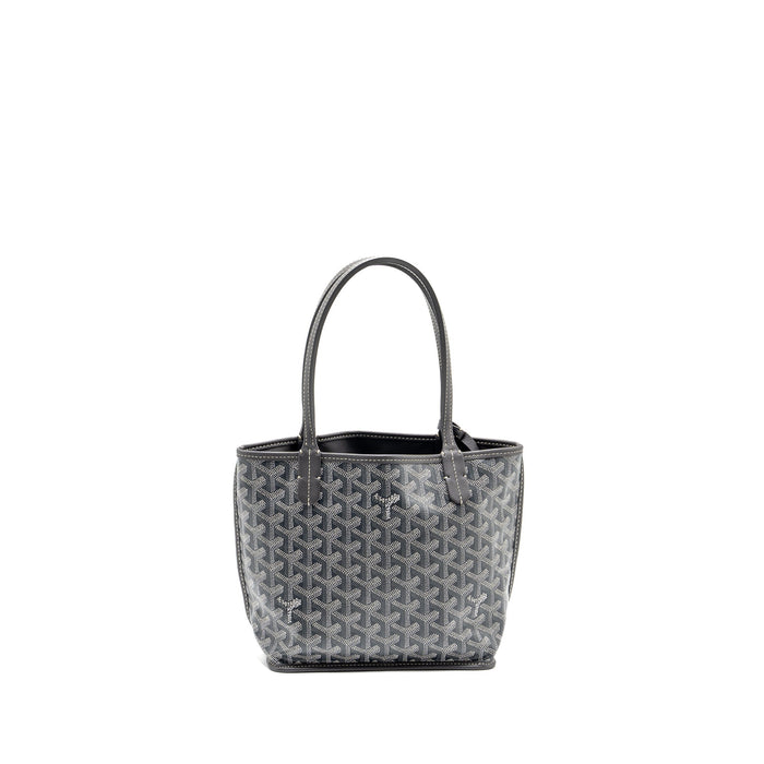 GOYARD MINI ANJOU TOTE BAG GOYARDLINE CANVAS/CALFSKIN GREY SHW