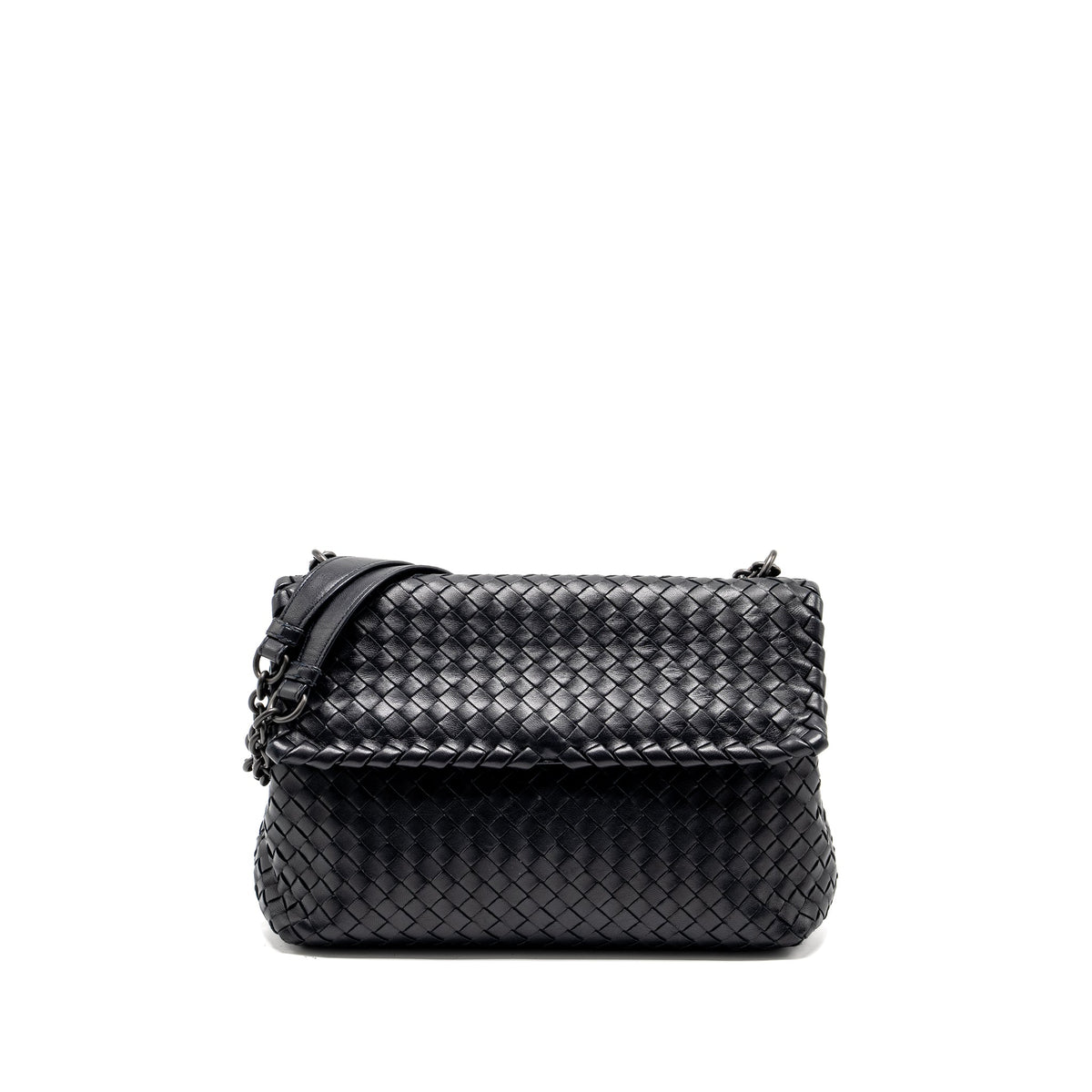 BOTTEGA VENETA OLYMPIA BAG LEATHER BLACK WITH BLACK HARDWARE