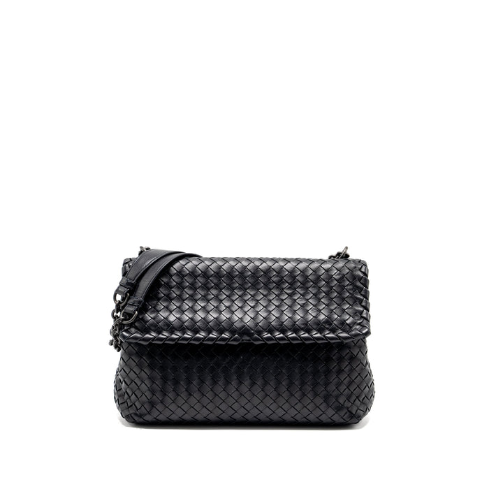 BOTTEGA VENETA OLYMPIA BAG LEATHER BLACK WITH BLACK HARDWARE