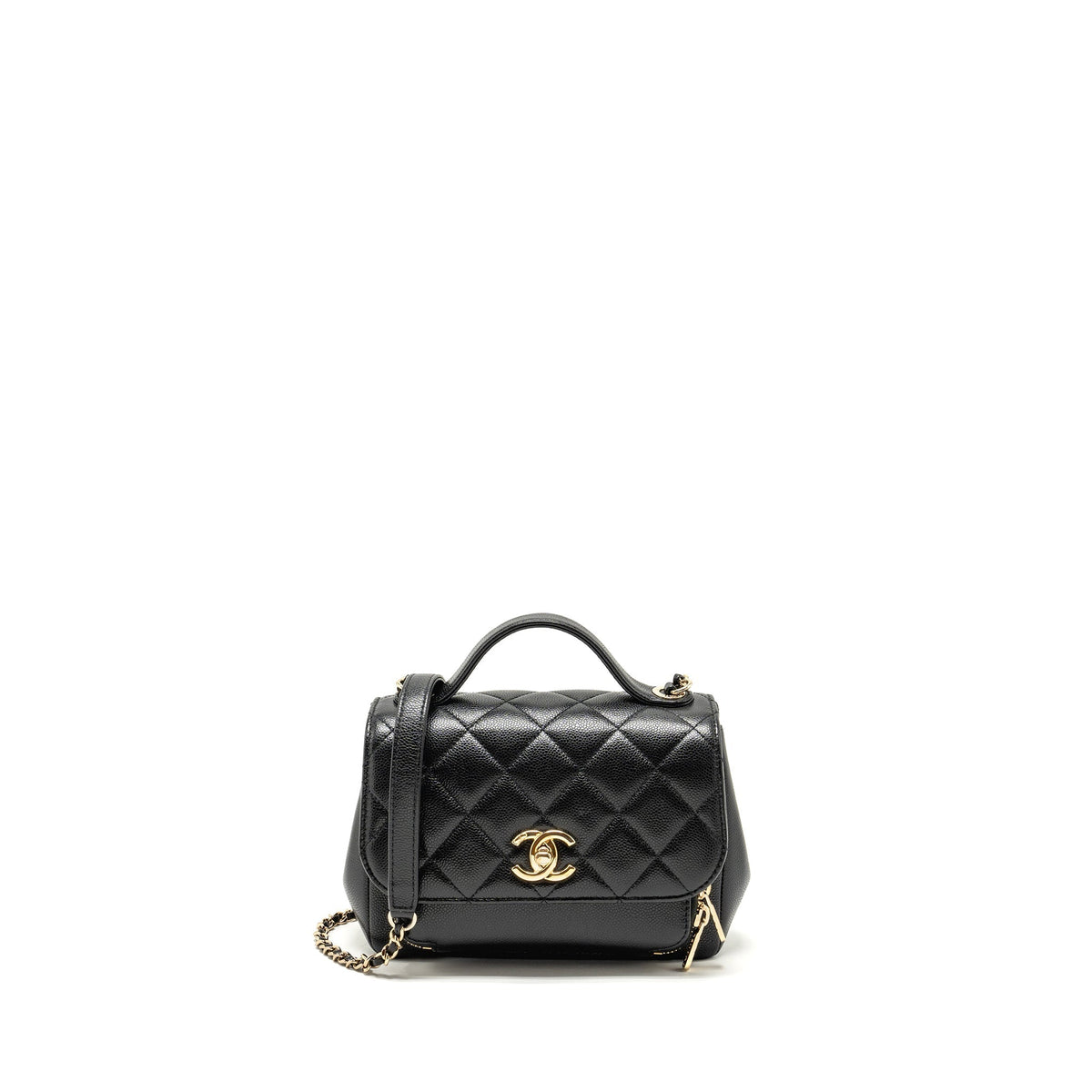 CHANEL SMALL BUSINESS AFFINITY CAVIAR BLACK LGHW