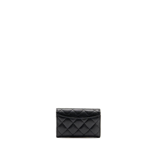 CHANEL CLASSIC FLAP CARD HOLDER CAVIAR BLACK GHW (MICROCHIP)