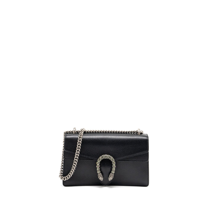 GUCCI DIONYSUS SHOULDER BAG CALFSKIN BLACK RUTHENIUM HARDWARE