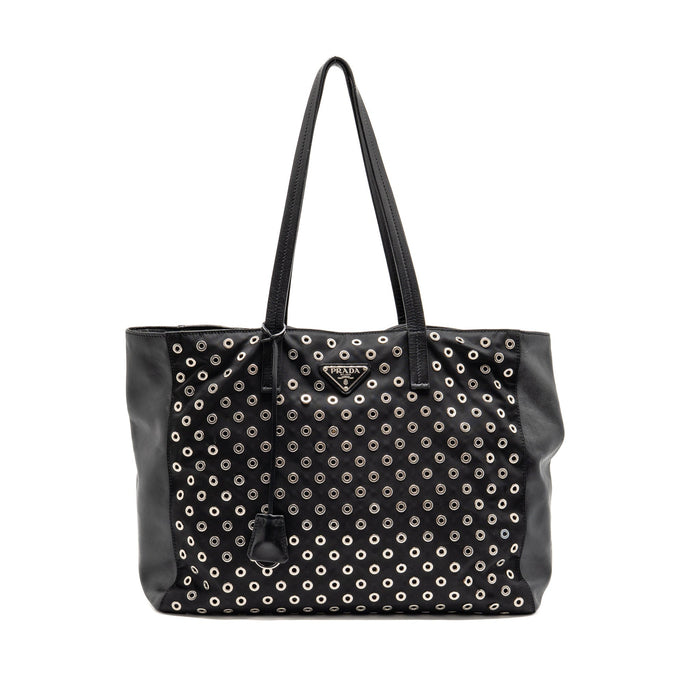 PRADA SHOULDER BAG LAMBSKIN / FABRIC BLACK SHW