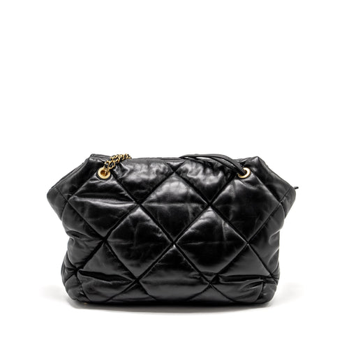 CHANEL NEW YORK BOWLING BAG QUILTED LAMBSKIN BLACK GHW