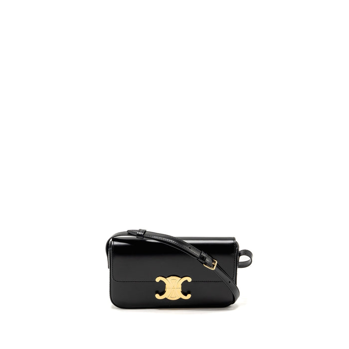 CELINE TRIOMPHE SHOULDER BAG CALFSKIN BLACK GHW