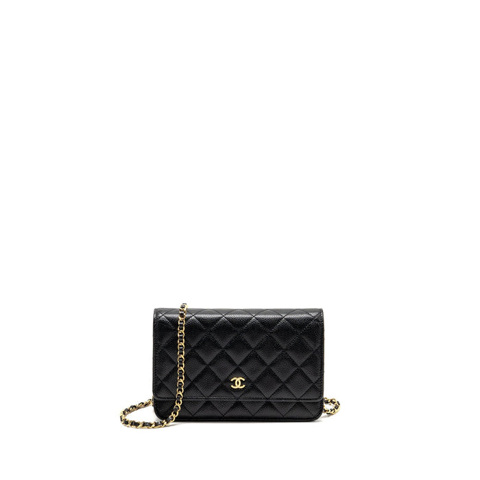 CHANEL CLASSIC WALLET ON CHAIN CAVIAR BLACK GHW (MICROCHIP)