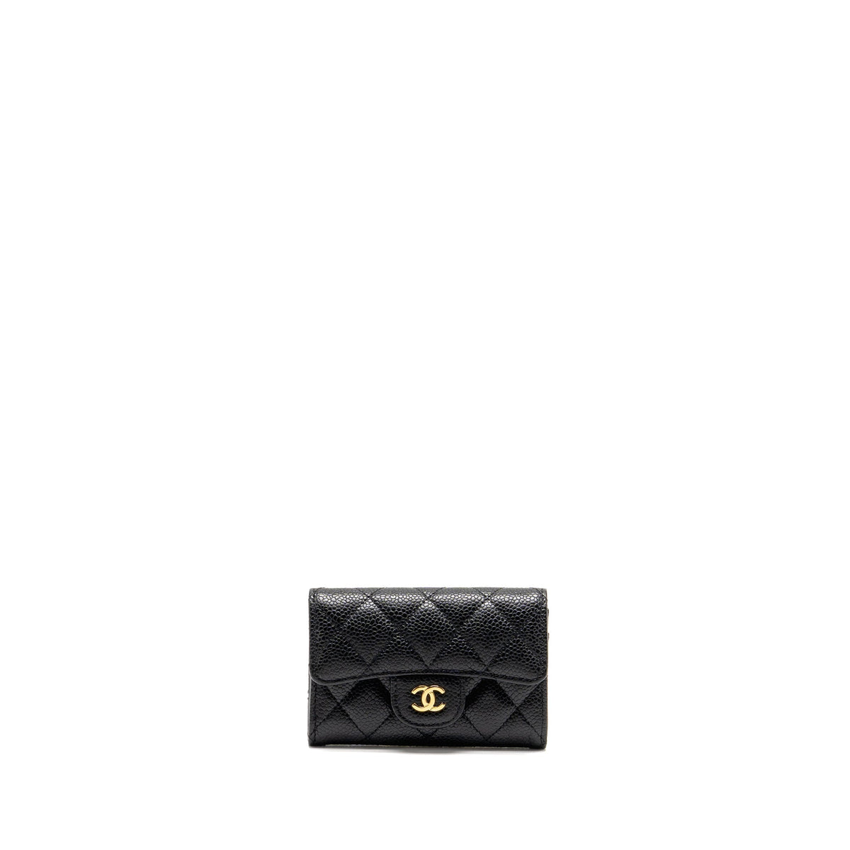 CHANEL CLASSIC FLAP CARD HOLDER CAVIAR BLACK GHW (MICROCHIP)