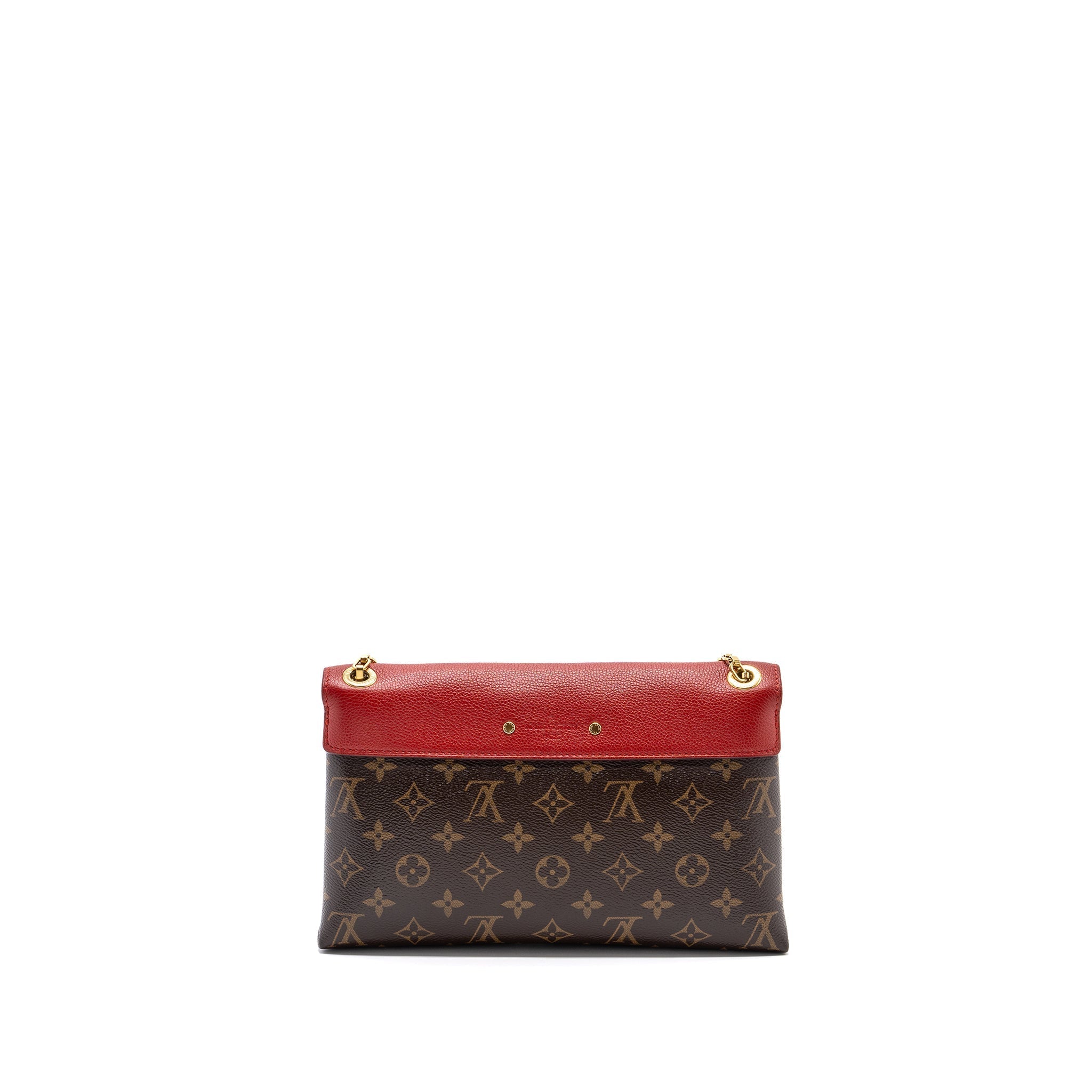 LOUIS VUITTON PALLAS CHAIN BAG MONOGRAM CANVAS / CALFSKIN RED GHW