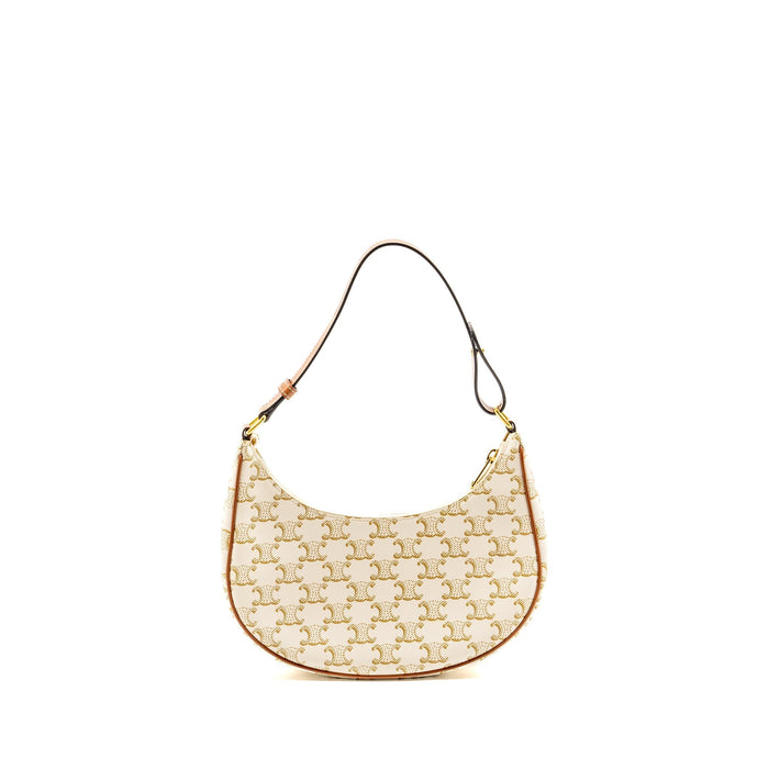 CELINE MEDIUM AVA BAG TRIOMPHE CANVAS/CALFSKIN WHITE/BROWN GHW