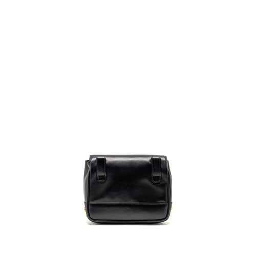 CHANEL VINTAGE CC LOGO FLAP BELT BAG SMOOTH CALFSKIN BLACK GHW