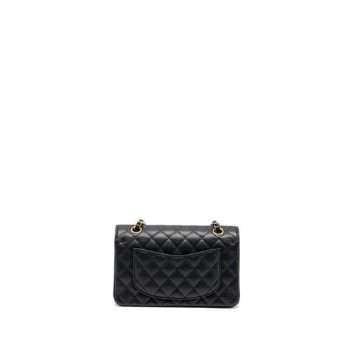 CHANEL SMALL CLASSIC DOUBLE FLAP BAG CAVIAR BLACK GHW(MICROCHIP)
