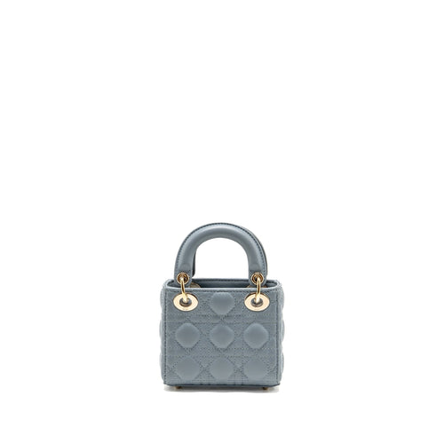DIOR MICRO LADY DIOR CANNAGE LAMBSKIN GREY LGHW