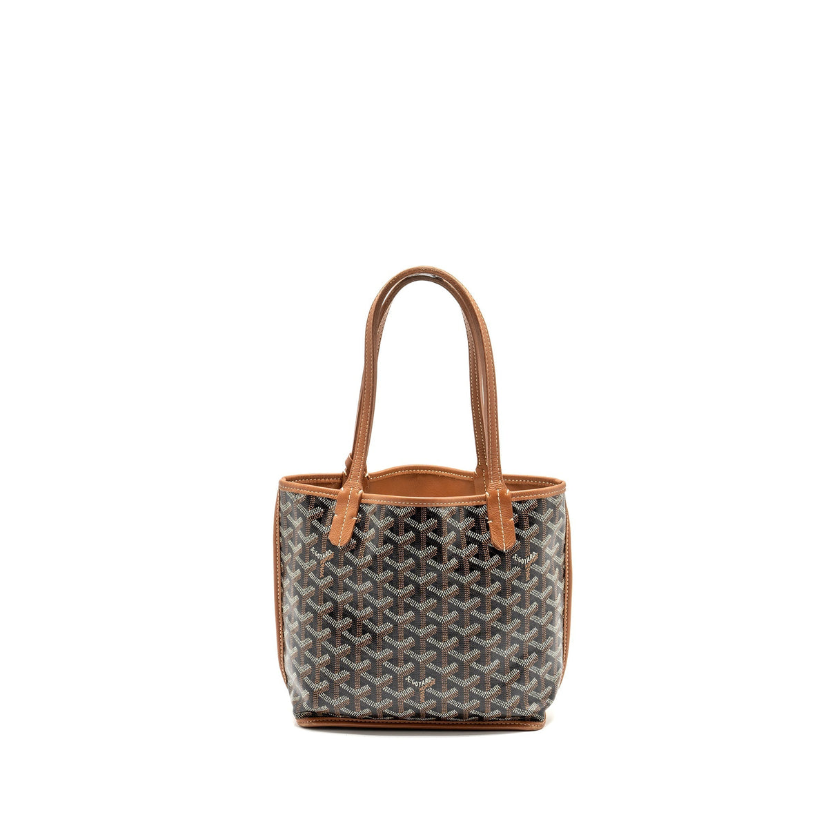 GOYARD MINI ANJOUR TOTE BAG GOYARDLINE CANVAS BROWN SHW