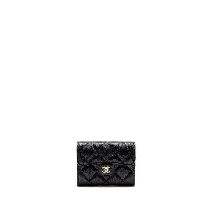 CHANEL CLASSIC FLAP CARD HOLDER CAVIAR BLACK LGHW (MICROCHIP)