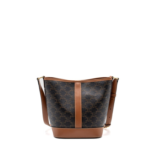 CELINE SMALL BUCKET BAG TRIOMPHE CANVAS/ LEATHER GHW