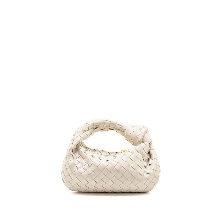 BOTTEGA VENETA MINI JODIE LAMBSKIN WHITE GHW