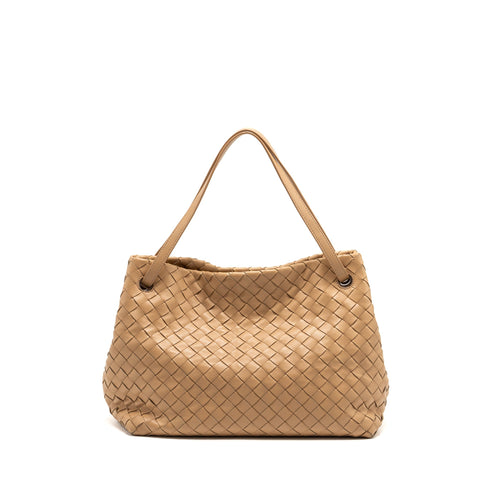 BOTTEGA VENETA GARDA TOTE BAG INTRECCIATO LAMBSKIN BEIGE GHW