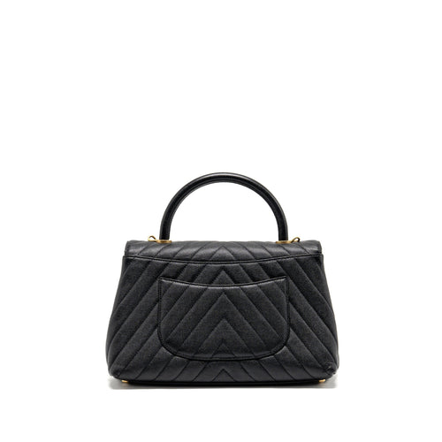 CHANEL MEDIUM CHEVRON COCO HANDLE CAVIAR BLACK GHW