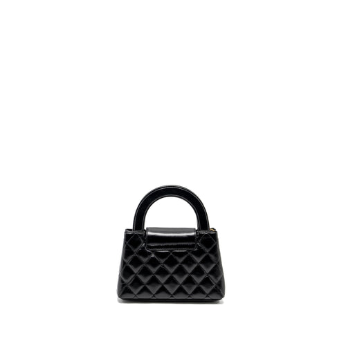 CHANEL MINI KELLY SHOPPING TOTE BAG CALFSKIN BLACK GHW (MICROCHIP)