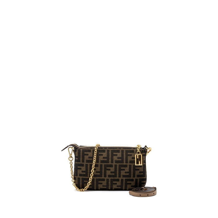 FENDI BAGUETTE POUCH BROWN JACQUARD FF FABRIC GHW