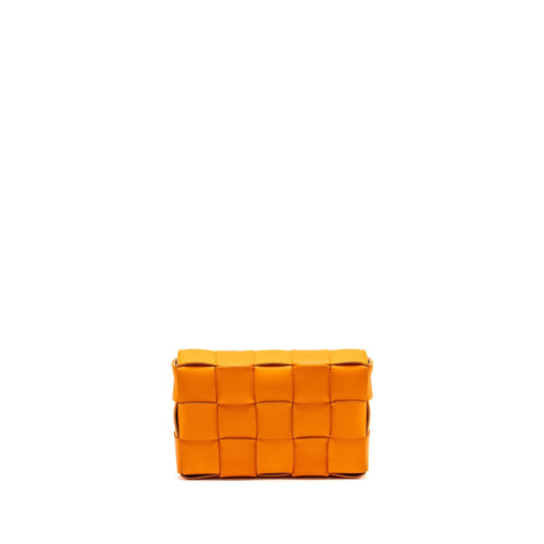 BOTTEGA VENETA SMALL CASSETTE BAG LAMBSKIN ORANGE GHW