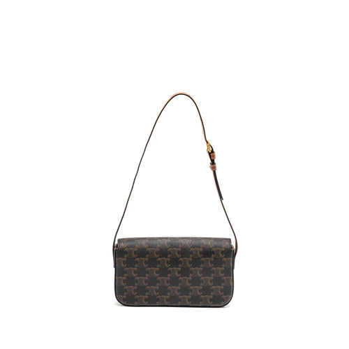 CELINE TRIOMPHE SHOULDER BAG TRIOMPHE CANVAS/CALFSKIN TAN GHW