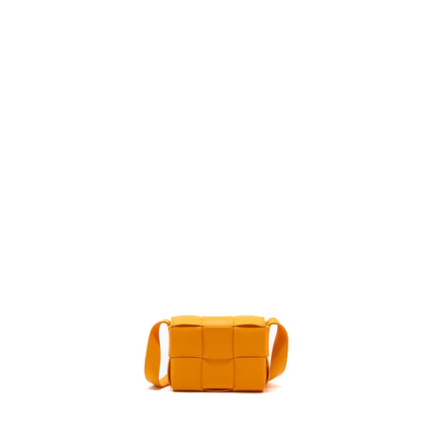 BOTTEGA VENETA MINI CASSETTE CROSSBODY BAG LAMBSKIN ORANGE GHW