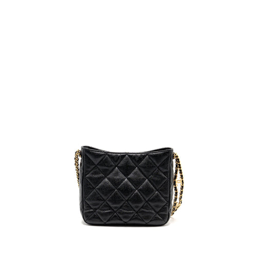 CHANEL QUILTED HOBO CAVIAR BLACK GHW (MICROCHIP)