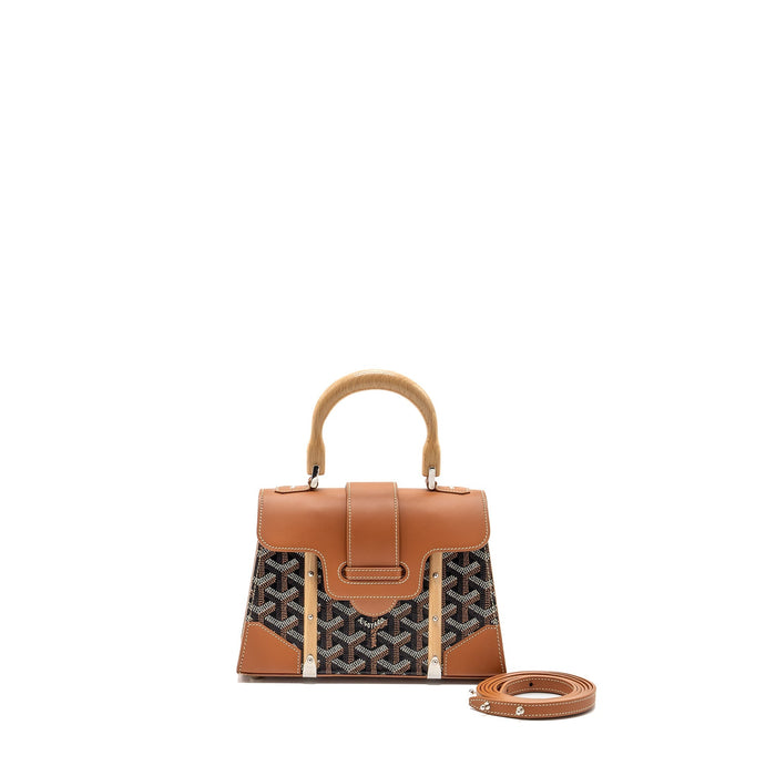 GOYARD MINI STRUCTURE SAIGON BAG CANVAS/CALFSKIN BLACK/TAN SHW