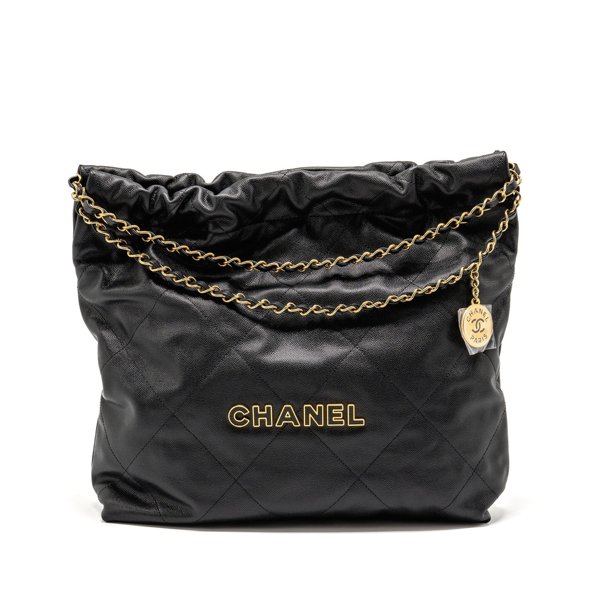 CHANEL MEDIUM 22 BAG CAVIAR BLACK GHW (MICROCHIP)