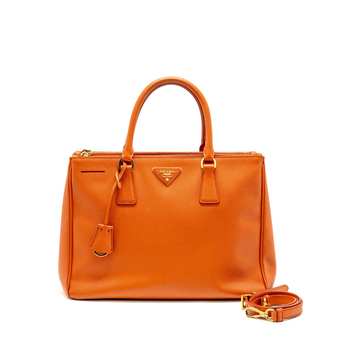 PRADA LARGE SAFFIANO TOTE BAG LEATHER ORANGE GHW