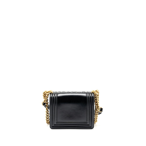CHANEL MINI SQUARE BOY BAG LIMITED EDITION CALFSKIN BLACK GHW (MICROCHIP)