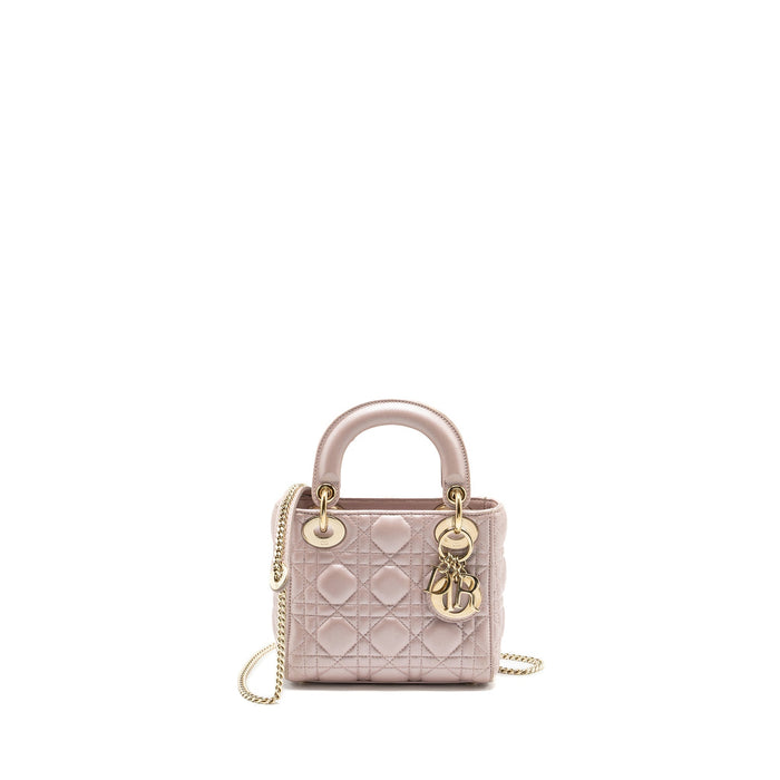 DIOR MINI LADY DIOR LAMBSKIN LIGHT PINK LGHW