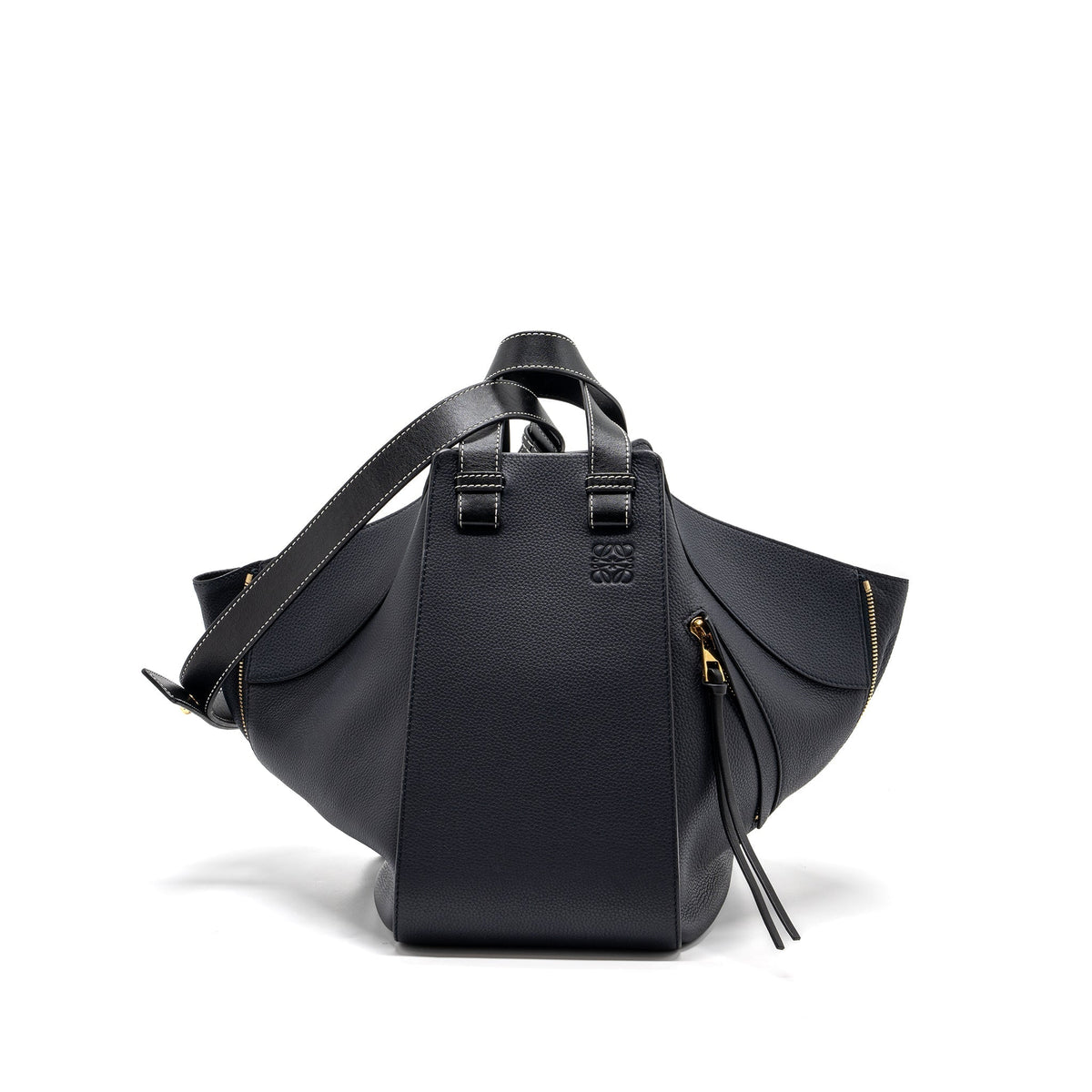 LOEWE MEDIUM HAMMOCK BAG GRAINED CALFSKIN DARK BLUE GHW