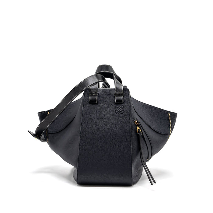 LOEWE MEDIUM HAMMOCK BAG GRAINED CALFSKIN DARK BLUE GHW