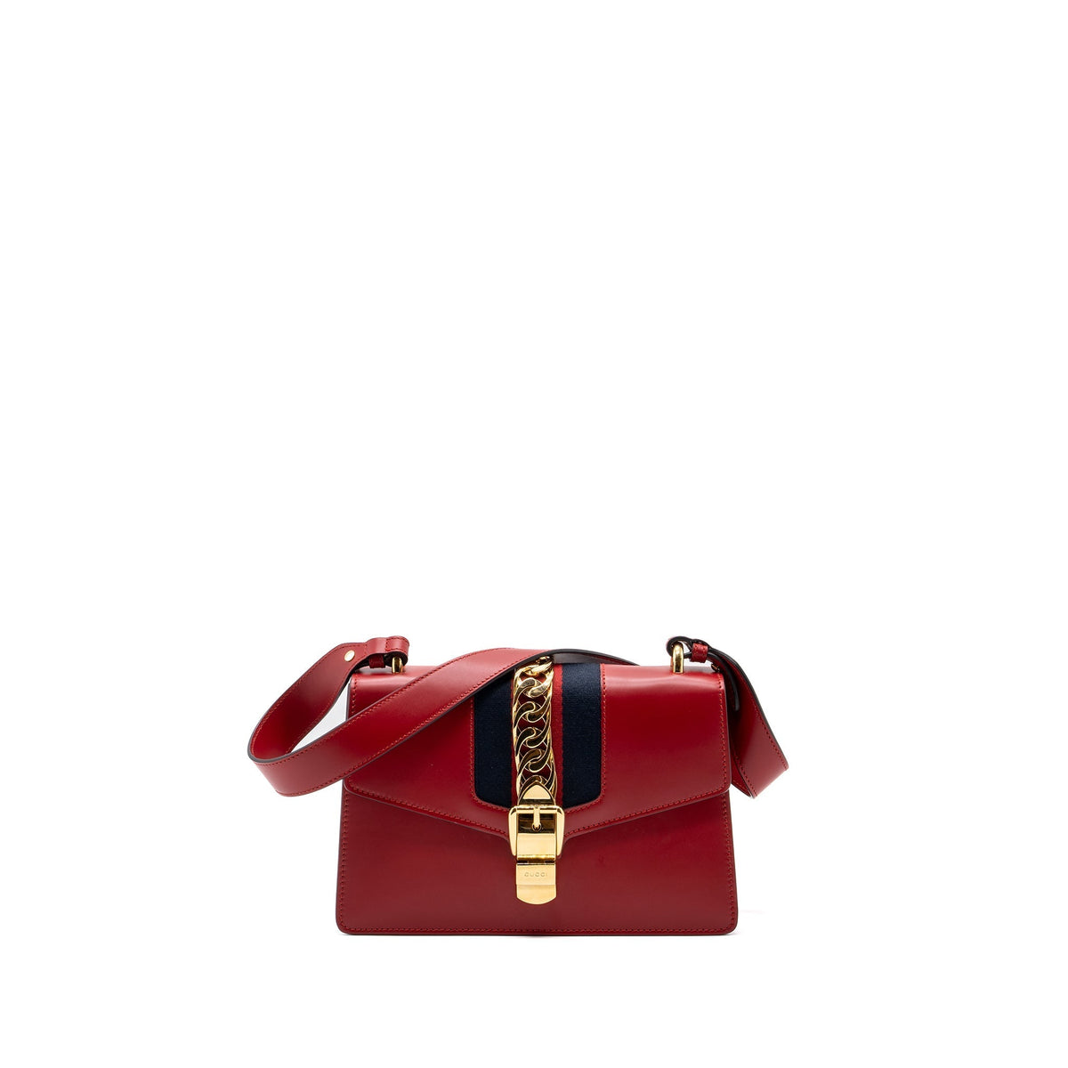 GUCCI SYLVIE SHOULDER BAG CALFSKIN RED GHW