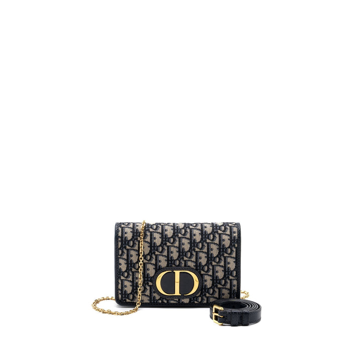 DIOR 2-IN-1 30 MONTAIGNE POUCH DIOR OBLIQUE JACQUARD BLUE GHW