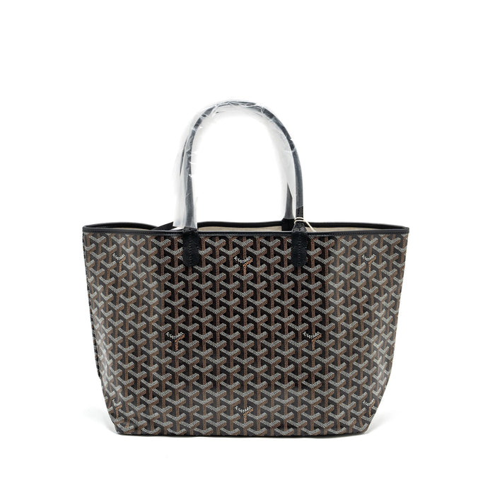 GOYARD SAINT LOUIS PM TOTE BAG GOYARDLINE CANVAS BLACK SHW