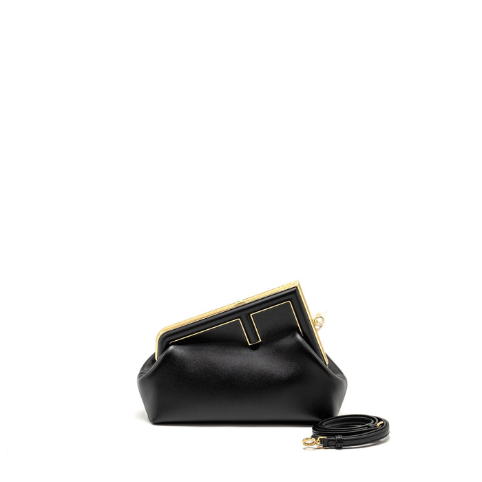 FENDI SMALL FENDI FIRST CLUTCH BAG NAPPA BLACK GHW