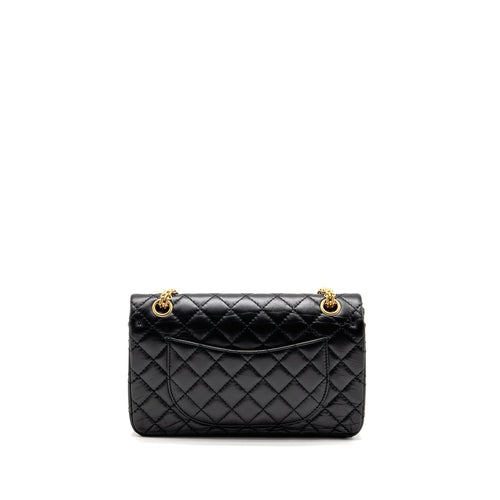 CHANEL SMALL 2.55 REISSUE FLAP BAG AGED CALFSKIN BLACK GHW