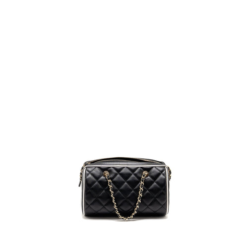 CHANEL 25P QUILTED BOWLING BAG LAMBSKIN BLACK LGHW (MICROCHIP)