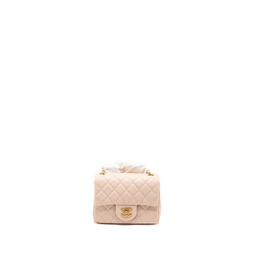 CHANEL 22C PEARL CRUSH MINI SQUARE FLAP BAG LAMBSKIN PINK GHW (MICROCHIP)