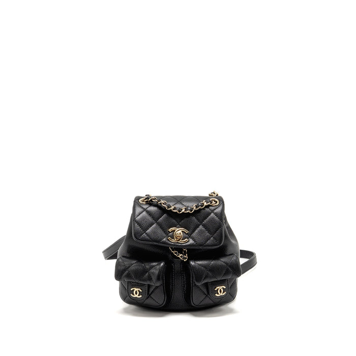 CHANEL 23P MINI TRIPLE PACK BACKPACK CAVIAR BLACK LGHW (MICROCHIP)