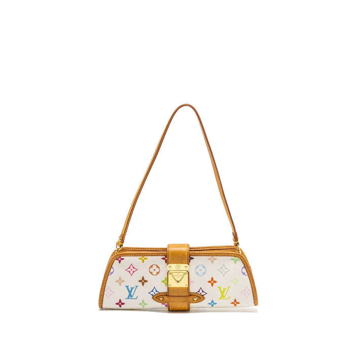 LOUIS VUITTON VINTAGE SHIRLEY CLUTCH MULTICOLOUR MONOGRAM CANVAS WHITE GHW