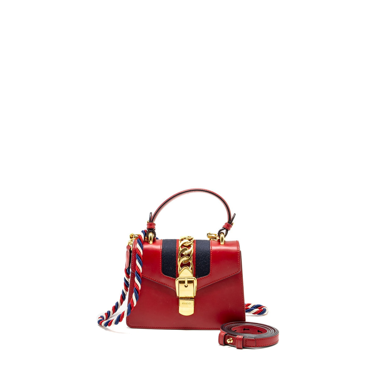 GUCCI TOP HANDLE MINI SYLVIE CALFSKIN RED GHW