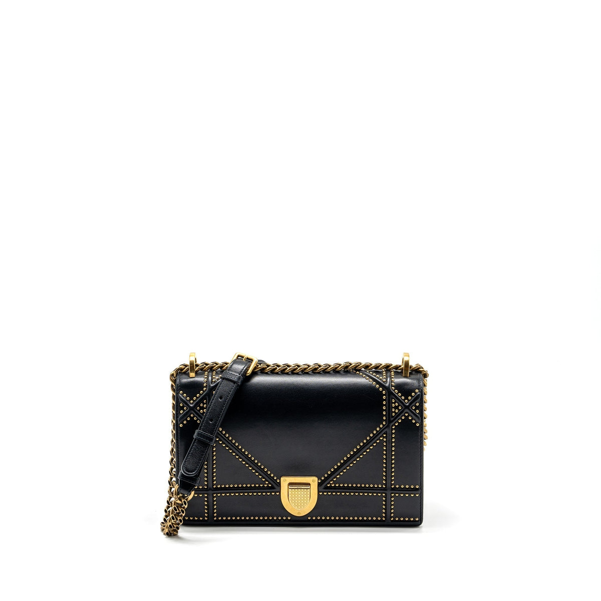 DIOR MEDIUM STUDDED DIORAMA LAMBSKIN BLACK GHW
