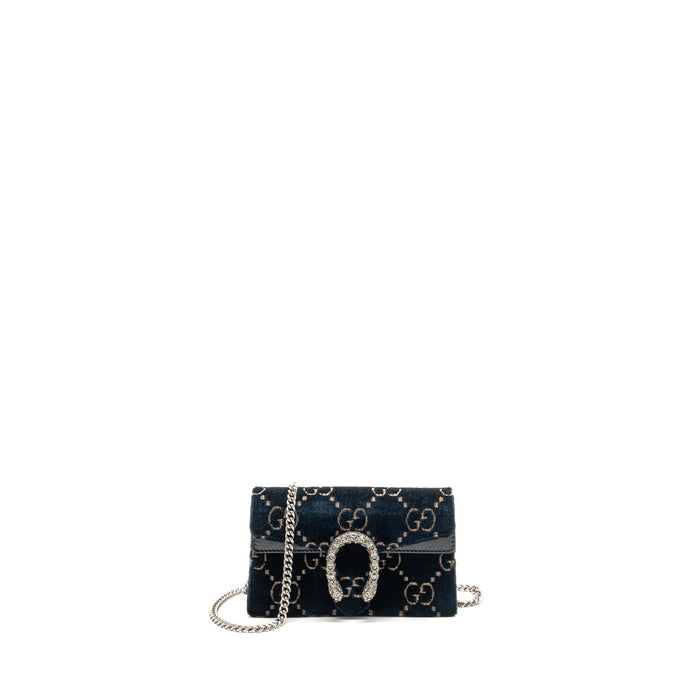 GUCCI DIONYSUS SUPER MINI BAG VELVET DARK BLUE SHW