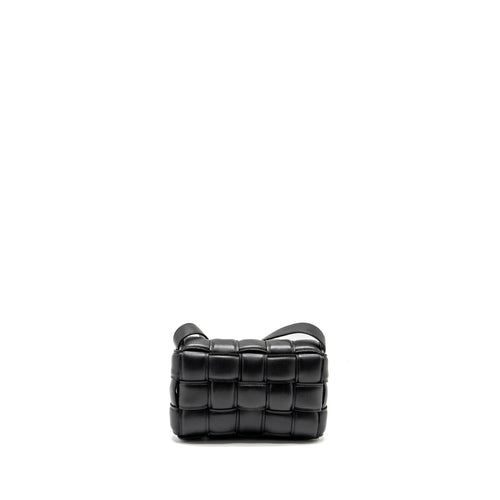 BOTTEGA VENETA SMALL PADDED CASSETTE BAG LAMBSKIN BLACK GHW