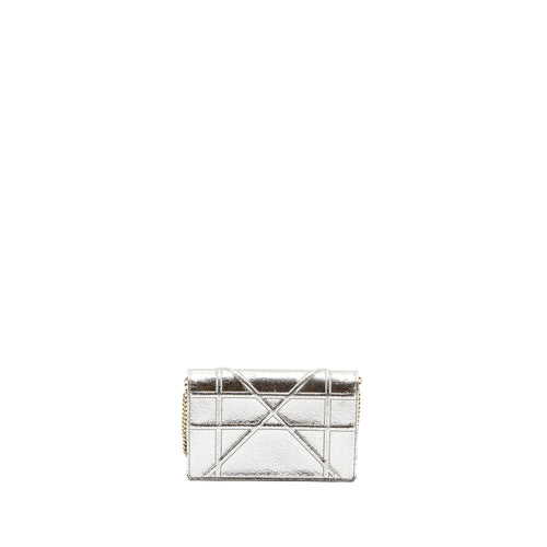 DIOR MINI DIORAMA BAG LEATHER METALLIC SILVER LGHW