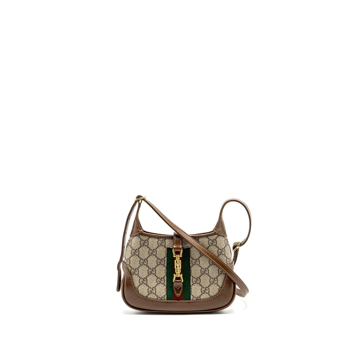 GUCCI JACKIE 1961 MINI SHOULDER BAG GG SUPREME CANVAS/CALFSKIN BROWN/MULTICOLOUR GHW